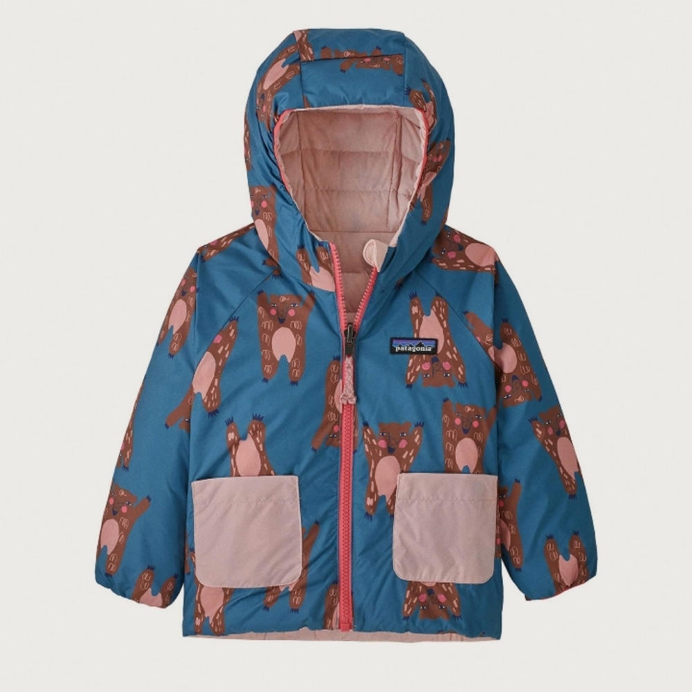 Patagonia Baby Reversible Down Sweater Hoody Bear With You 12-18m